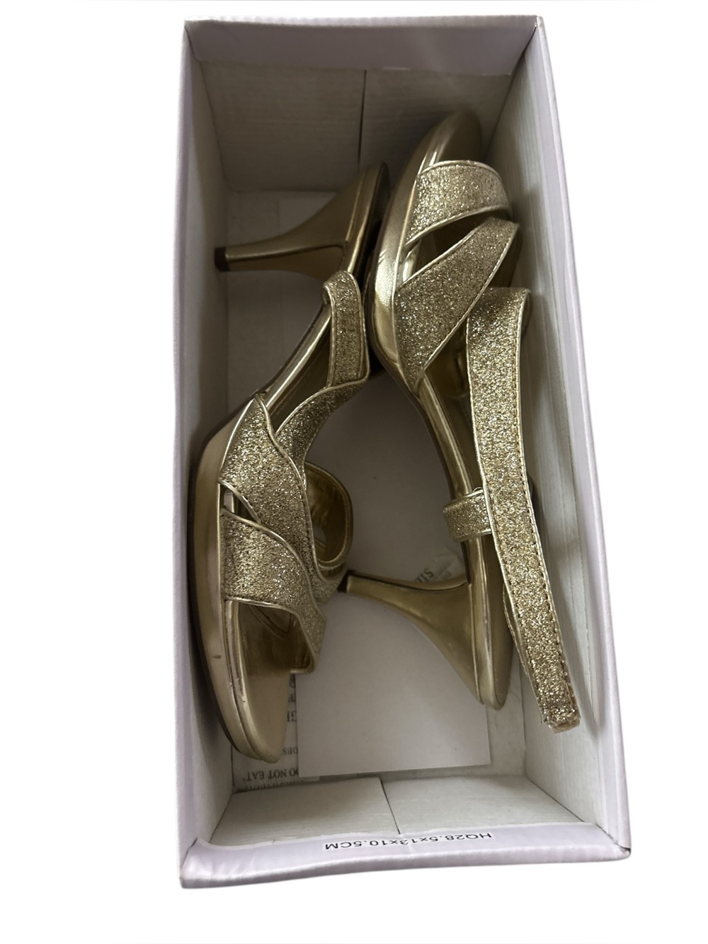 Lulu Townsend Gold Glitter Strappy Slingback Heels Evening/Prom- 7.5